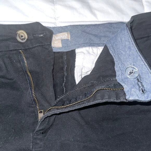 Woman Within Black Stretch Pants Size 16W With Elastic Waistband & Zip Fly - Picture 4 of 11